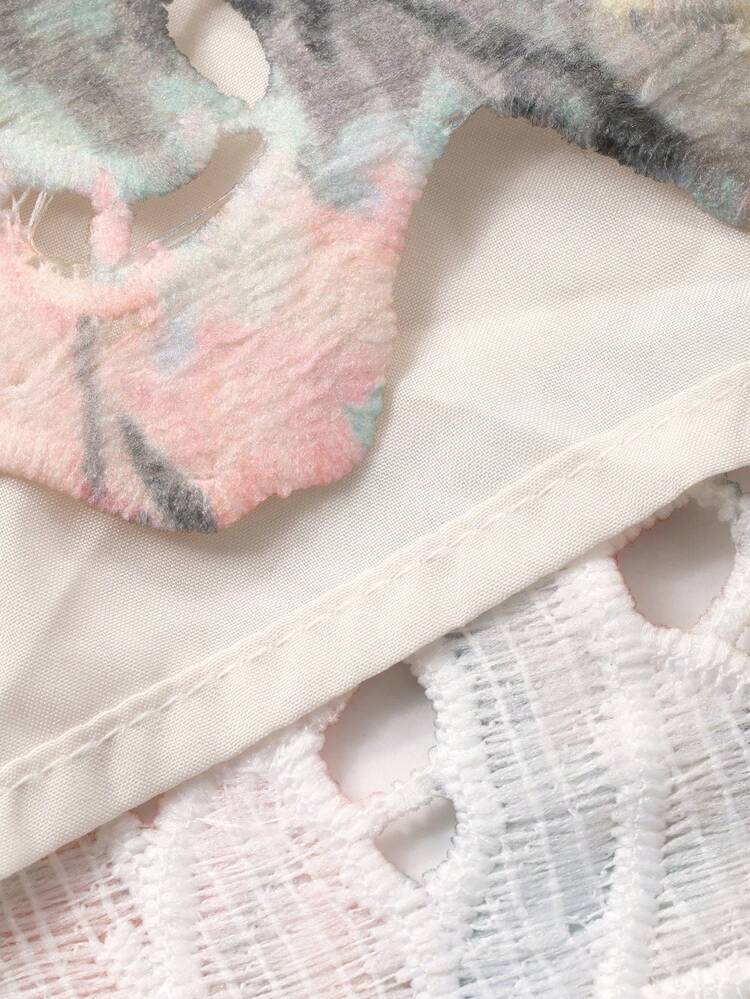 Women's Elegant Floral Lace Round Neck Mid-Length Dress, Summer Wedding Guest Dress Sundress