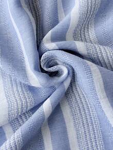 SHEIN LUNE 女士休闲条纹无袖连衣裙，春夏日常基本款 - 藍白色 - 查看 8