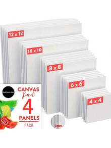 4PCS/Set, Blank Canvas Board, Professional Grade Drawing Board Suitable For Acrylic, Watercolor, Egg Color Pigments - Adult Professional Art Supplies - Suitable For Handmade Crafts Production On Thanksgiving And Valentine's Day - White - View 1