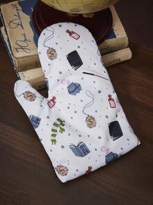 HARRY POTTER X SHEIN 1 pieza Guante de horno blanco con estampado de libro de dibujos animados, botella y estufa - Multicolor - Ver 2