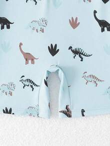 SHEIN Young Boy Dinosaur Print Zip-Up Long Sleeve Rash Guard Swimsuit Set With Hat - Multicolor - View 5