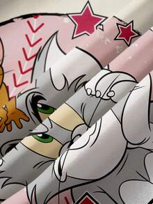 TOM & JERRY X SHEIN 女士休闲撞色卡通图案圆领卫衣，秋季款 - 白色 - 查看 4
