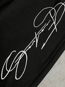 PAVTROS Men's Street-Style Popular INS Matching FREEDOM Embroidered Outdoor Music Festival Nightclub Boyfriend/Husband Gift Anniversary Gift Loose Fit Light Grey Sweatpants - Black - View 2