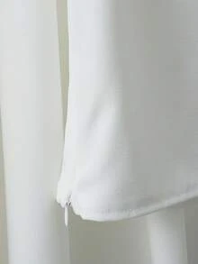 Franclia Women's White Round Neck Pearl Collar Loose Cropped Top + High Waist A-Line Skirt 2 Pieces Set, Suitable For Dates, Casual, Daily, Party, Commute, Afternoon Tea, Sleeveless - White - View 7