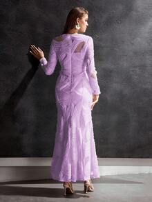 MOTF Soiréza WOMEN'S LONG SLEEVE PARTY COCKTAIL DRESS - Mauve Purple - View 3