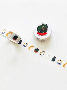 1 pieza Cinta Washi con diseño de gato lindo de 15mm*5m, cinta adhesiva de papel con dibujos animados para decoración de álbumes y diarios - Albaricoque - Ver 11