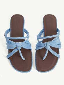CUCCOO CHICEST Sandal đế bằng thời trang, đa năng dành cho nữ, thích hợp cho cả đi chơi và nghỉ dưỡng. - Màu xanh lam - Xem 2