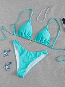 Swim Vcay Bộ đồ bơi 2 mảnh dành cho nữ, kiểu dáng gợi cảm, thanh lịch, lãng mạn và tối giản, thích hợp cho kỳ nghỉ xuân/hè. - màu xanh lá - Xem 7