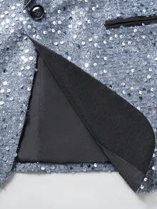 Manfinity AFTRDRK Men's Fashionable Sequin Single-Breasted Suit Jacket - Silver - View 6