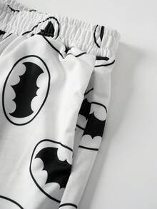 BATMAN X SHEIN Men's Casual Fashion Street Daily Commute All-Over Print Loose Wide-Leg Sweatpants - White - View 3