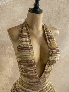 Soleia 女士性感露背深V领太空染色图案连体裤，不含腰带，夏季款 - 彩色 - 查看 4