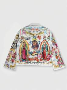 ROMWE MEN Street Life Chemise polo à manches longues imprimée avec rayures, style décontracté universitaire pour hommes - Multicolore - Voir 2