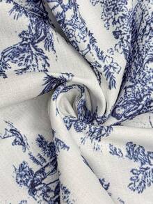 SHEIN 孕妇夏季休闲度假蝴蝶结装饰吊带背心，非常适合海滩度假 - 藍白色 - 查看 3