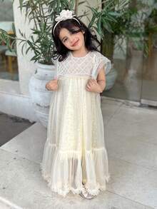 Dazy Kids Young Girl Solid Color Casual Daily Dress, Minimalist & Fashion,Back To School Clothes - Apricot - View 2