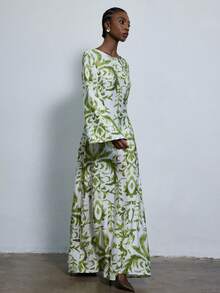 Aveloria Modichic 随机几何印花竹编打结露背长裙 - 彩色 - 查看 1