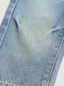 SHEIN Toddler Boys' Loose Straight Leg Dark Blue Denim Pants - Light Wash - View 4