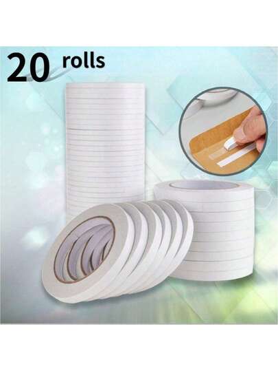 20 Rolls Double Sided Transparent Tape - Strong Adhesive For Multi-Purpose Use In Office, School, DIY Projects, Scrapbooking, Art, Crafts, Card Making, Gift Wrapping, And More - Easy To Peel, Residue-Free, And Acid-Free