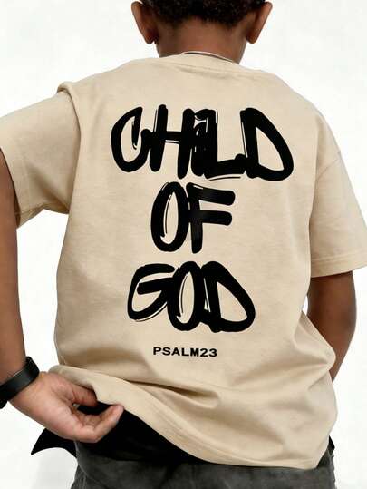 Coolqubz Teenage Boy Slogan Print Round Neck Loose Casual Short Sleeve T-Shirt