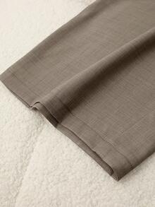 Elamini Petite Quần ống đứng cạp tương phản dành cho nữ cỡ lớn - màu đen - Xem 3