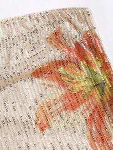 Sweetra Đầm maxi ôm sát eo, không dây vai, hở lưng, kiểu Pháp thanh lịch với họa tiết hoa đính sequin, lấp lánh, gợi cảm dành cho nữ. - Nhiều màu - Xem 5