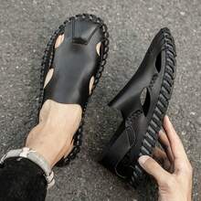 Sandalias y chanclas de hombre para el verano: calzado resistente para exteriores, ideal para conducir, con suelas gruesas, antideslizantes e impermeables. Novedades. - Negro - Ver 1