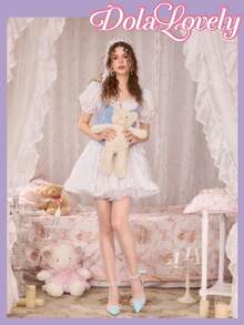 Dola Lovely Giày cao gót mũi nhọn đính nơ và ngọc trai giả dành cho nữ, kiểu dáng thời trang đa năng, thích hợp mang hàng ngày. - Màu xanh lam - Xem 2