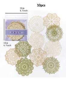 10 tờ giấy họa tiết hoa rỗng, giấy trang trí đa năng kiểu cổ điển dùng cho đồ thủ công DIY, trang trí, làm sổ tay, chuẩn bị cho năm học mới. - Nhiều màu - Xem 3