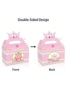 4/12/24pcs Princess Crown Gift Box, Princess-Themed Party Candy And Snack Gift Bag, Paper Box Birthday Party Gift, Holiday Gift - Multicolor - View 4
