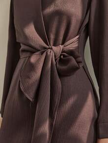 Dazy-Less Spring/Summer Formal Dress, Elegant Old Money Style Waist Cinched Long Dress For Wedding, Party, Banquet Business Casual Woman Sundress - Brown - View 7