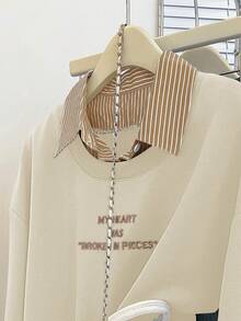 INAWLY Women's Fashion Casual Drop Shoulder Long Sleeve Sweatshirt - Apricot - View 5