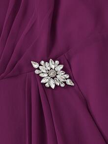 Ellevyn Plus Size Solid Color Camisole Wrap Dress And Jacket Elegant Suit - Red Violet - View 10