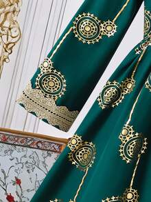 Tween-Mädchen Kleid mit V-Ausschnitt, metallisch, plissiert, elegant für Party und Anlässe, Langarm - Grün - Übersicht 6