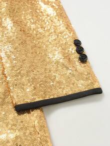 Manfinity AFTRDRK 男士时尚亮片单排扣西装外套 - 金色 - 查看 4