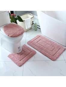 3pcs Bathroom Mat Set - Absorbent Non-Slip U-Shaped Toilet Mat, Toilet Lid Cover, Machine Washable & Quick Dry Bathroom Rug Home Bathroom Decor Floor Carpet Outdoor Rug Door Mat Fall Decor Bathroom Accessories Back To School Entryway Decor - Multicolor - View 6