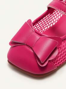 Cozy Pixies A Pair Of Mary Jane Princess Shoes With Rose Mesh Bow For Girls, Suitable For Festivals, Performances, Daily Wear, Birthday And Wedding Parties, Etc - Hot Pink - View 6