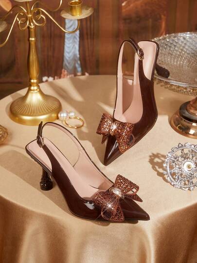 CUCCOO TILAWA Women's Fashion High Heels, Solid Color Pointed Toe Slip-On Sandals, Party And Banquet Dress Shoes