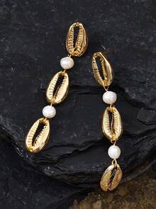 Opalesca Orecchini pendenti da donna, accessori per abiti, stile old money, con perline, accessori da sposa/matrimonio, stile fairycore/fate, con perle, adatti per autunno/inverno, per mamma/donna/ragazza/madre, eleganti, di qualità premium, per San Valentino, regalo - Oro giallo - Visualizzare 6