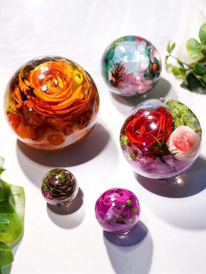 3件套水晶球模具，树脂模具，用于DIY无缝3D圆形球树脂浇铸，硅胶模具，适用于家居装饰、鲜花保鲜