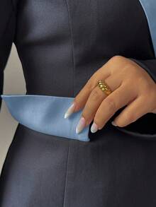 Elenzga Women's New Elegant Color Block High-End Blazer Jacket & Flared Pants 2 Pieces Suit Set, Suitable For Business, Commute, And Daily Office Wear - Blue - View 8