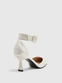 CUCCOO BIZCHIC Women's Minimalist Solid Color Peep Toe High Heel Sandals Valentine's Day - White - View 9