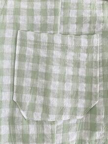 SHEIN Vintaside Kids 1件男婴白色短袖按扣连体衣，柔软舒适休闲连体裤，适合居家、户外、旅行、春夏穿着 - 綠色 - 查看 8
