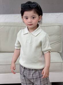 DAZY Toddler Boys' Casual Polo Collar Street Style Short Sleeve Top, Spring/Autumn