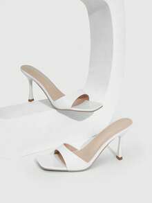 CUCCOO SZL 2026 Summer Crocodile Pattern Square Toe Stiletto Sandals, Fashion Avant-Garde, European And American Sexy, Crocodile Pattern Texture Upper, Square Toe Design, Stiletto Heel To Enhance Aura, Suitable For Women Who Pursue Individuality, Can Be Used For Parties, Dates, Shopping And Other Fashion Occasions Prom Heels Summer Shoes - White - View 3