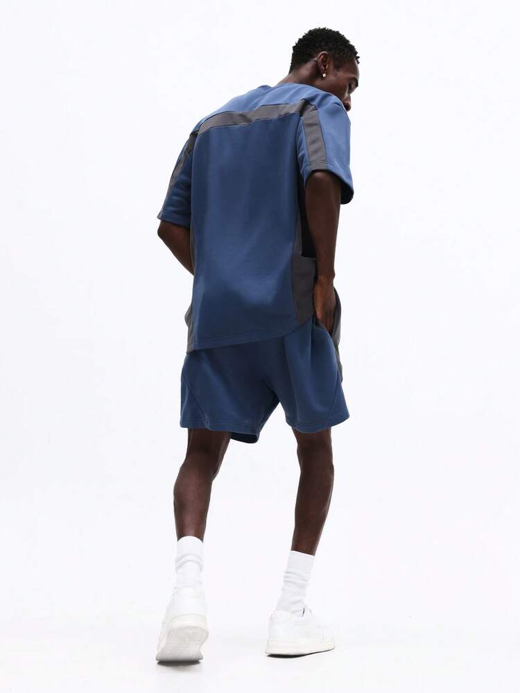 Color Blocked T-Shirt And Shorts Set