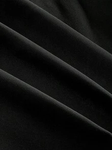 ROMWE Blusa de hombros transparentes con bajo asimétrico para mujer - Negro - Ver 3