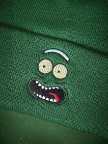 Rick and Morty X SHEIN 1pc Knitted Beanie Hat With Cartoon Embroidery, Fashionable Street Riding Gift Choice - A - View 3