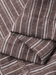 DAZY 女士休闲条纹立领上衣和裤子两件套 - 咖啡棕 - 查看 8