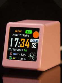 Teckwe Desktop Mini Super Intelligent Weather Clock With Multifunctional Display Of Weather Conditions, Temperature And Humidity, Date And Time, With GIF Animation