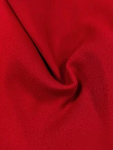 GlowEve CURVE 大码女式缎面V领褶皱收腰短袖衬衫 - 紅色 - 查看 3