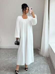 Rafferiza 灯笼袖休闲宽松长裙 - 白色 - 查看 6